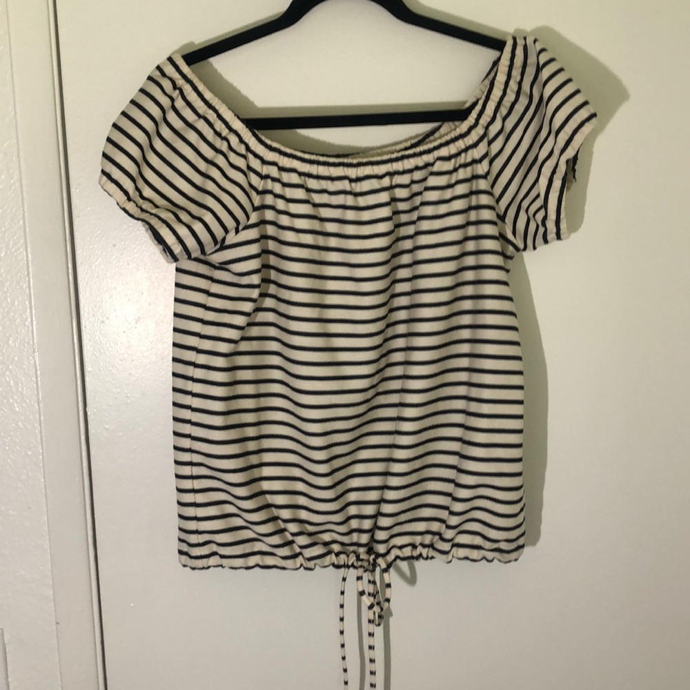Madewell off the shoulder striped shirt